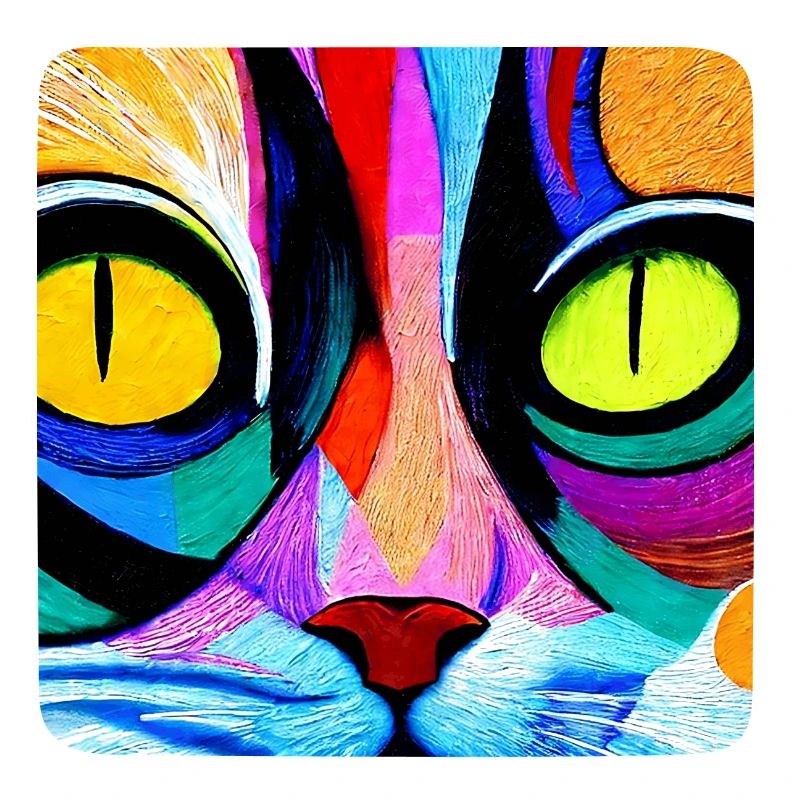 Chat coloré en gros plan, abstrait