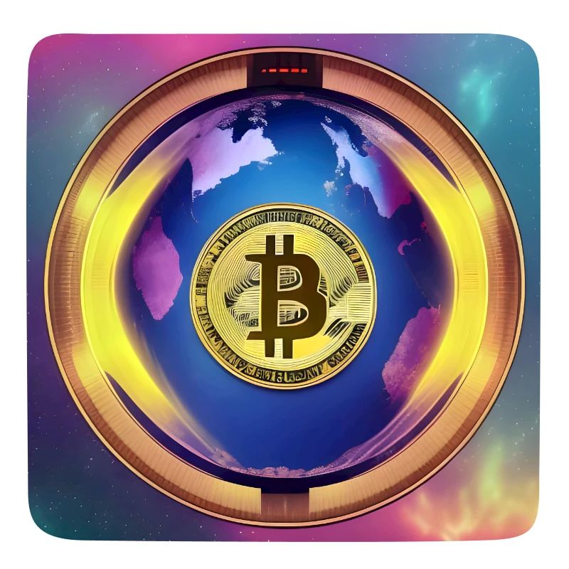 Bitcoin with Planet Earth - Square variant