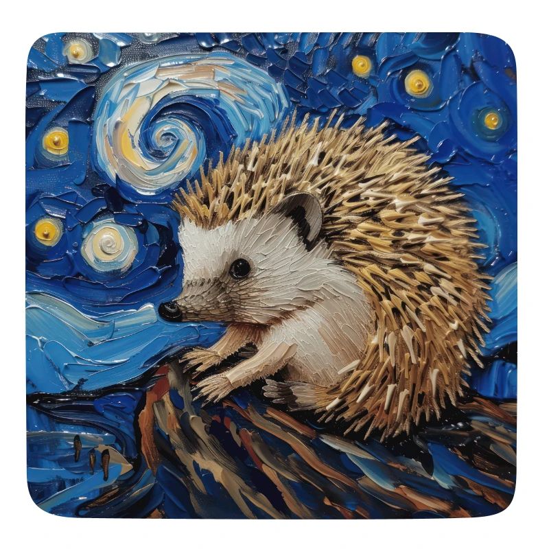 igel, tier, van gogh, sternennacht