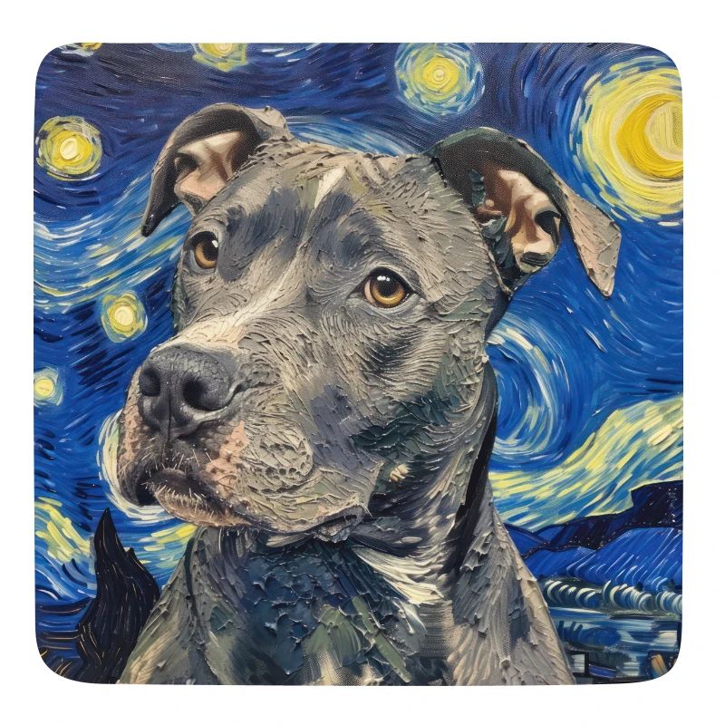 pitbull, hund, van gogh, sternennacht, geschenk