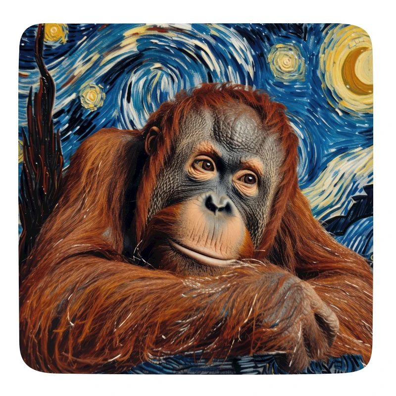 Orangutan, Monkey, Van Gogh, Starry Night, Gift