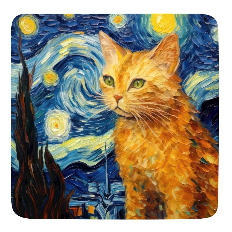 Chat, Motif De Chat, Van Gogh, Nuit Étoilée