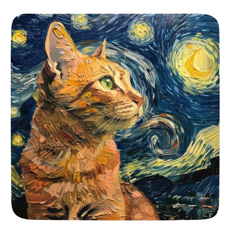 Chat, Motif De Chat, Van Gogh, Nuit Étoilée