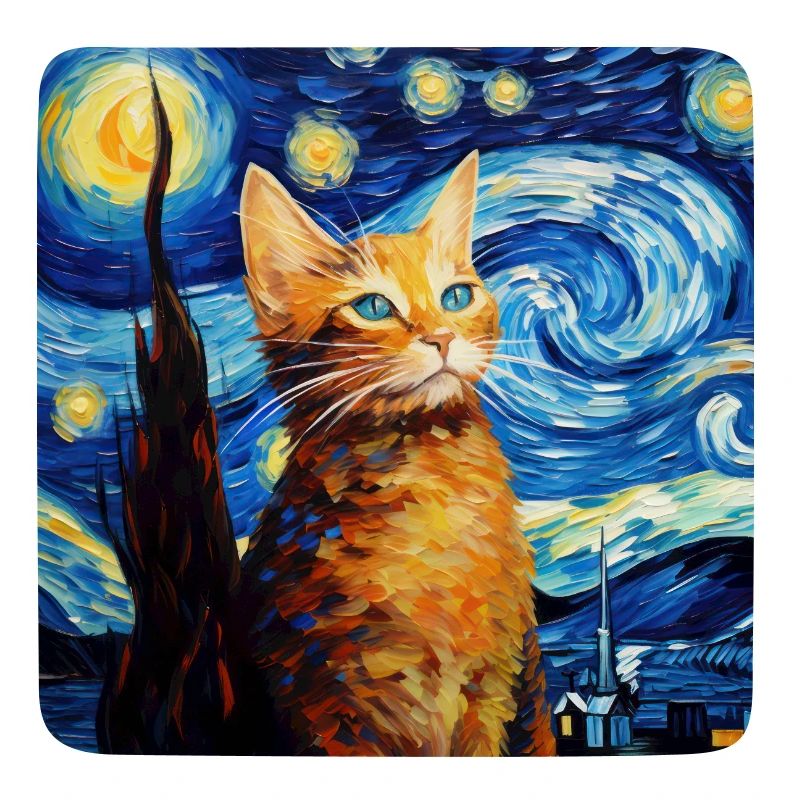Chat, Motif De Chat, Van Gogh, Nuit Étoilée