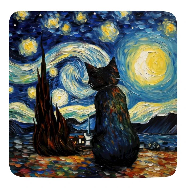 Chat, Motif De Chat, Van Gogh, Nuit Étoilée