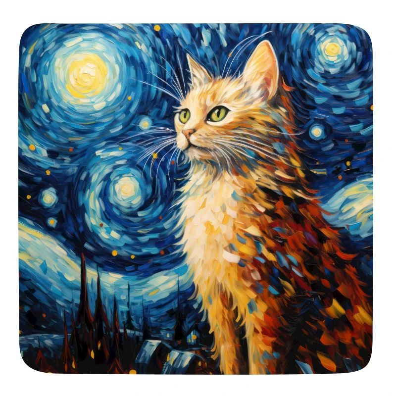 Chat, Motif De Chat, Van Gogh, Nuit Étoilée