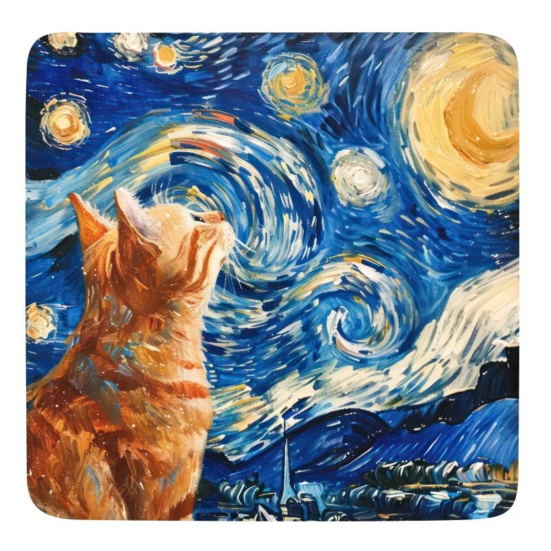 Chat, Motif De Chat, Van Gogh, Nuit Étoilée