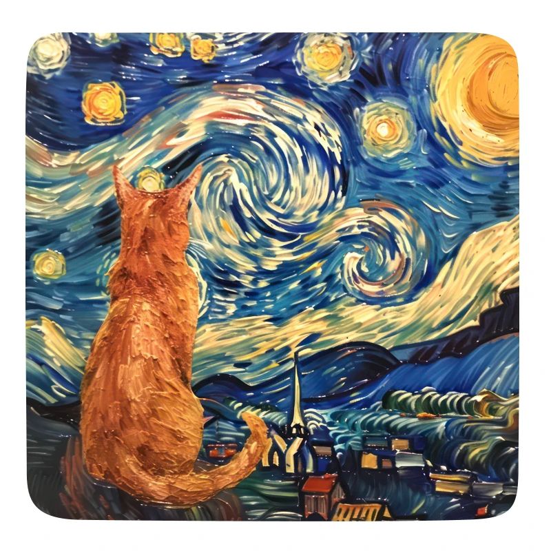 Chat, Motif De Chat, Van Gogh, Nuit Étoilée