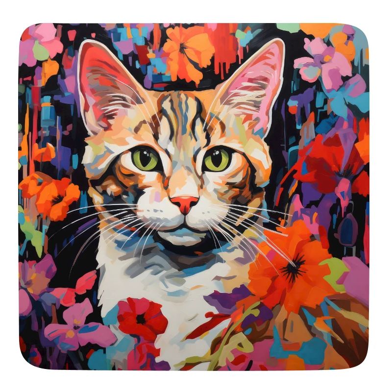 chat, motif de chat, fleurs, cadeau, idée cadeau