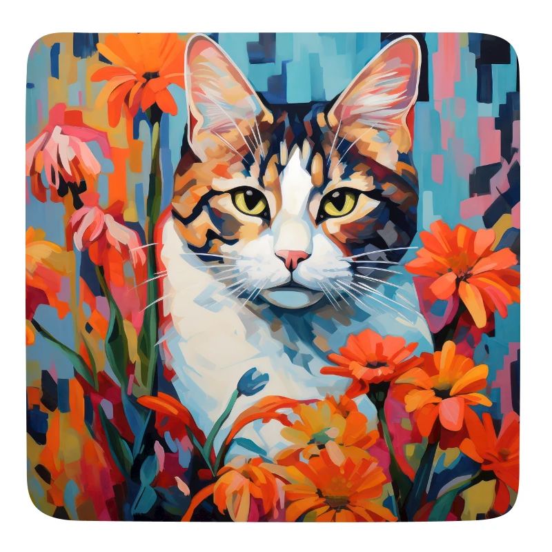 chat, motif de chat, fleurs, cadeau, idée cadeau