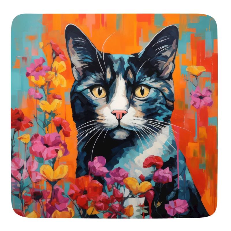chat, motif de chat, fleurs, cadeau, idée cadeau