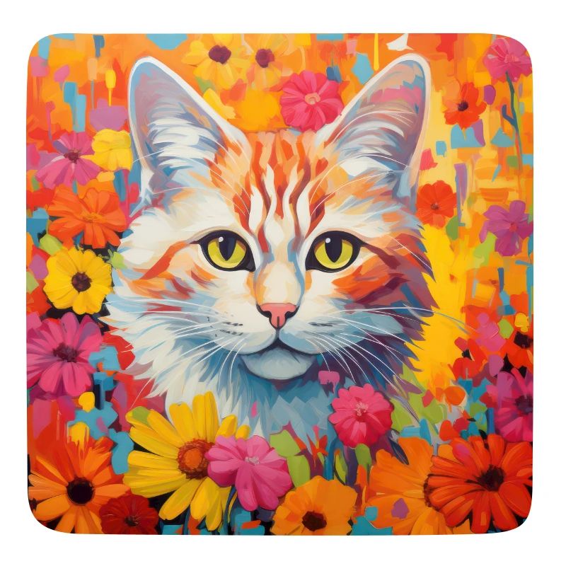 chat, motif de chat, fleurs, cadeau, idée cadeau