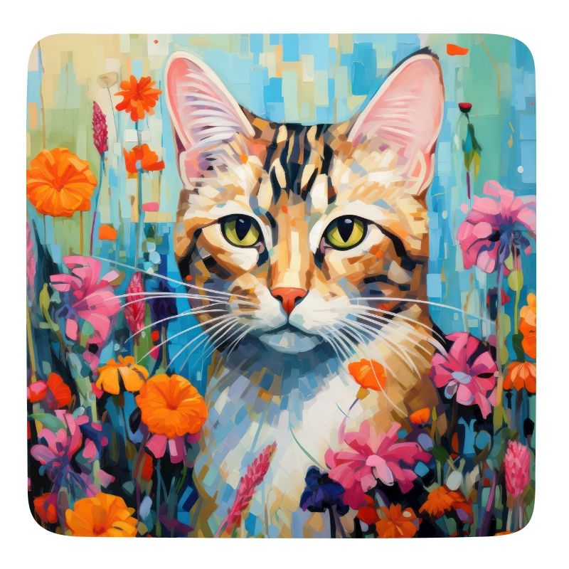 chat, motif de chat, fleurs, cadeau, idée cadeau