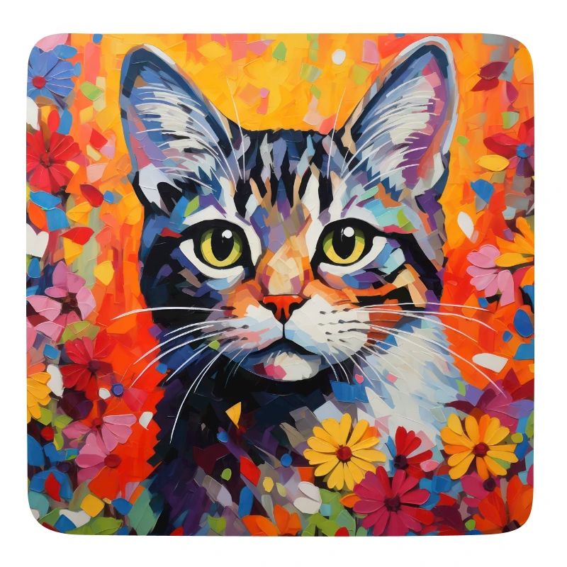 chat, motif de chat, fleurs, cadeau, idée cadeau