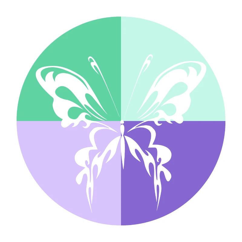 Quatuor de papillons Vert Violet