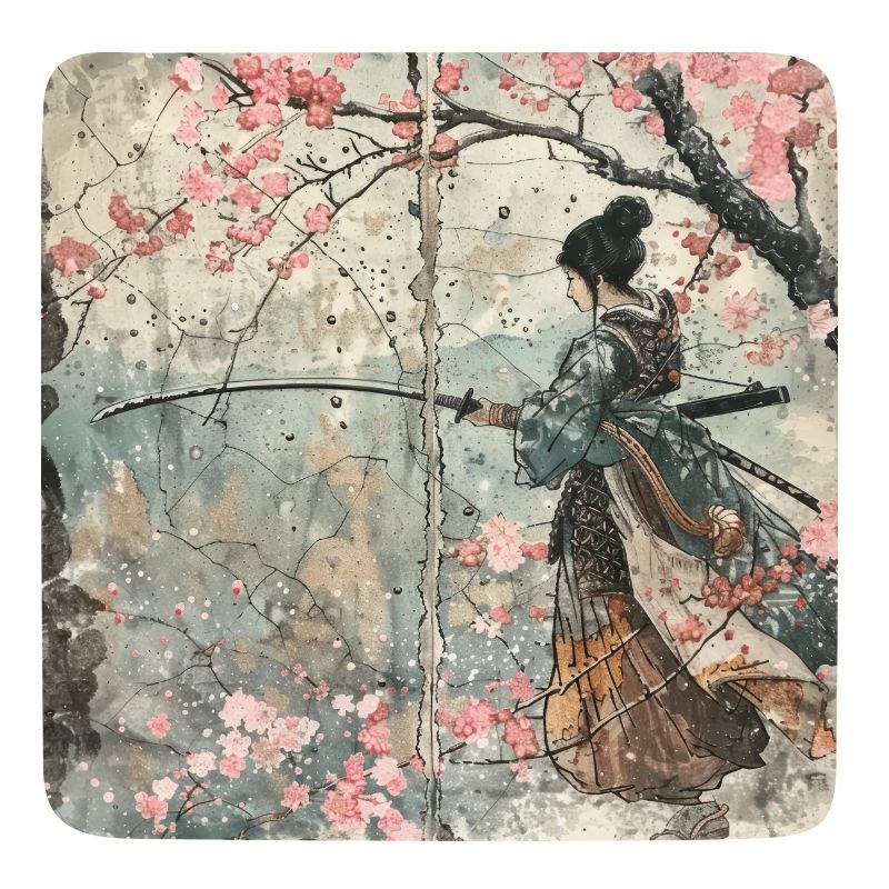 Japanisch, Samurai, Kirschblüte, Kunst, Ukiyo-E, s