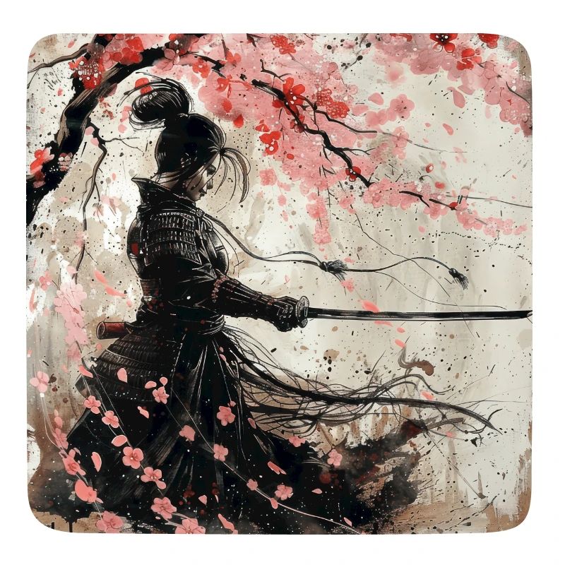 Japanisch, Samurai, Kirschblüte, Kunst, Ukiyo-E