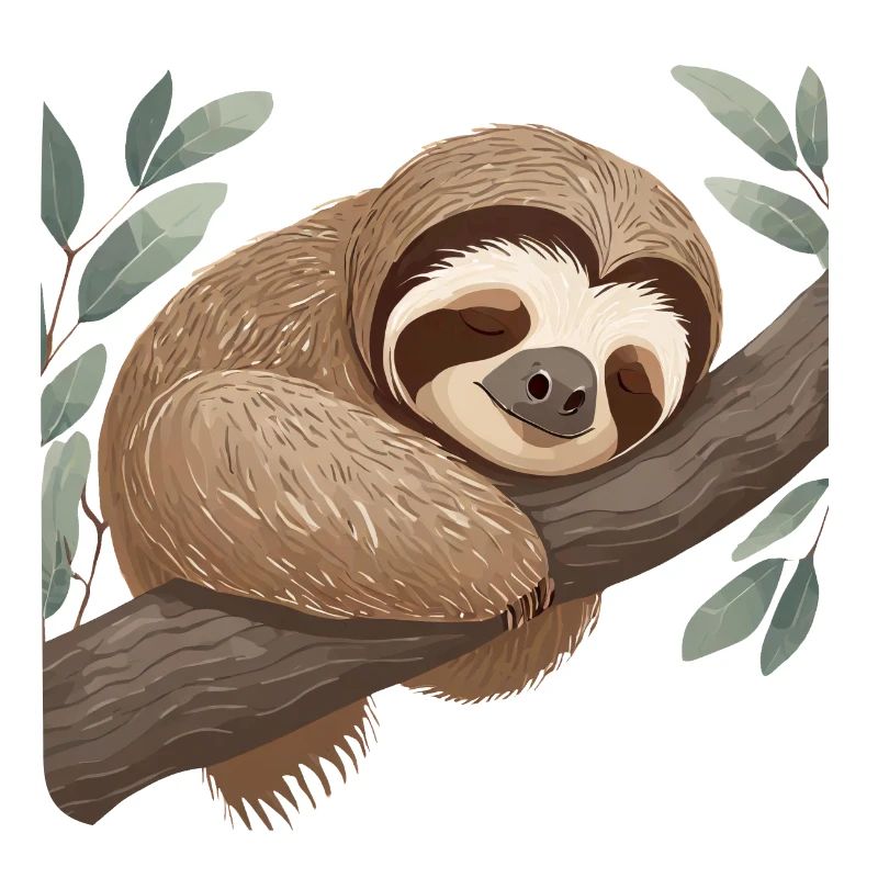 Cute sloth sleeping on a branch
