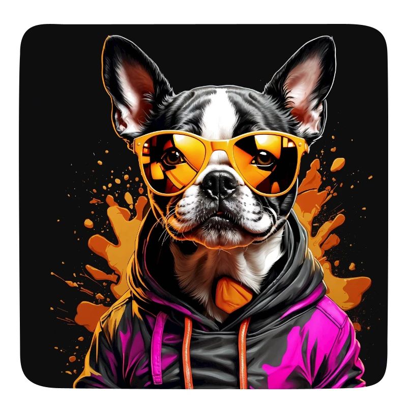 Boston Terrier Bostie with Sunglasses