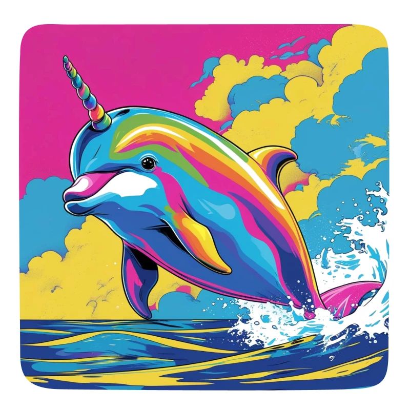 Pop Art Regenbogen Einhorn Delfin