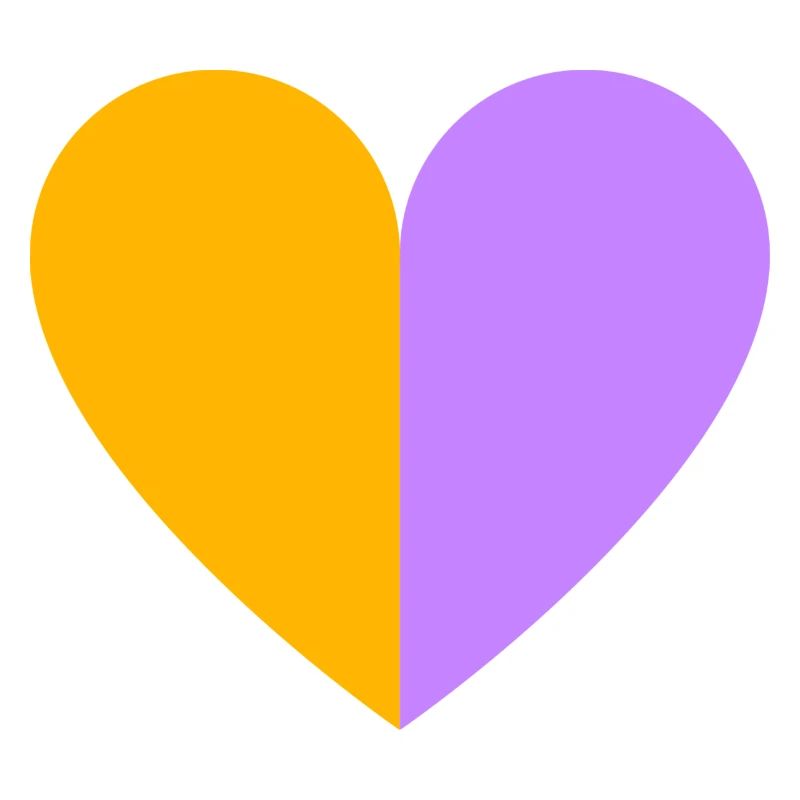 Cuore bicolore giallo-lilla