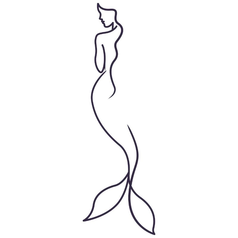 Sirène silhouette conte de fées dessiné à la main