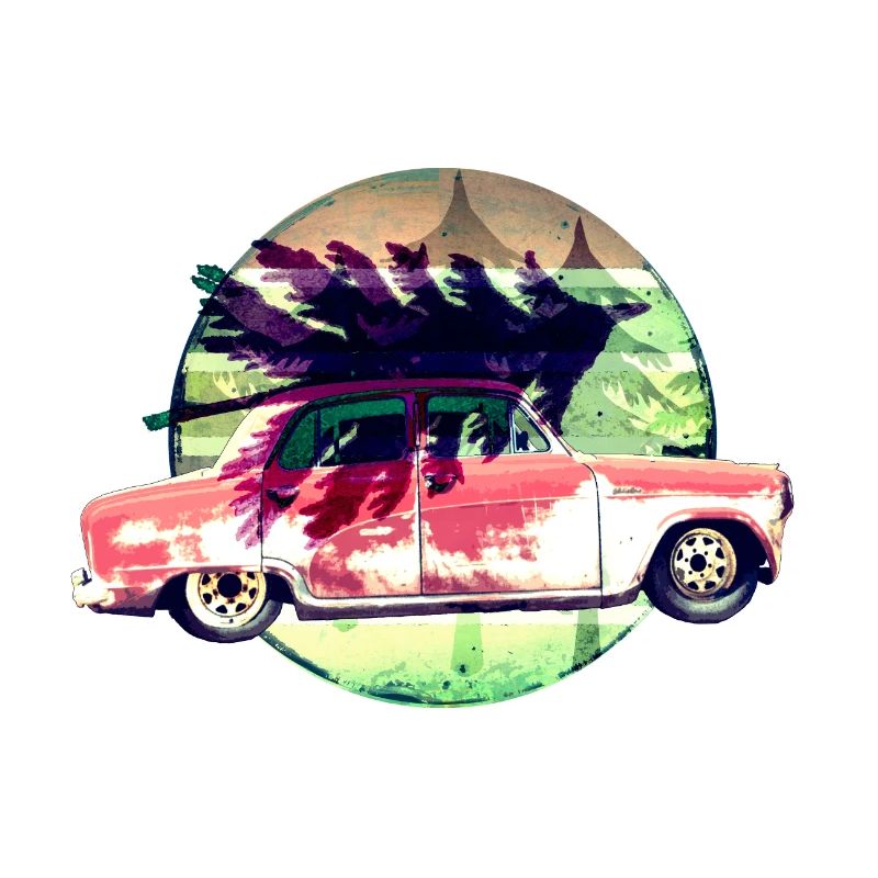 Oldtimer mit Weihnachtsbaum