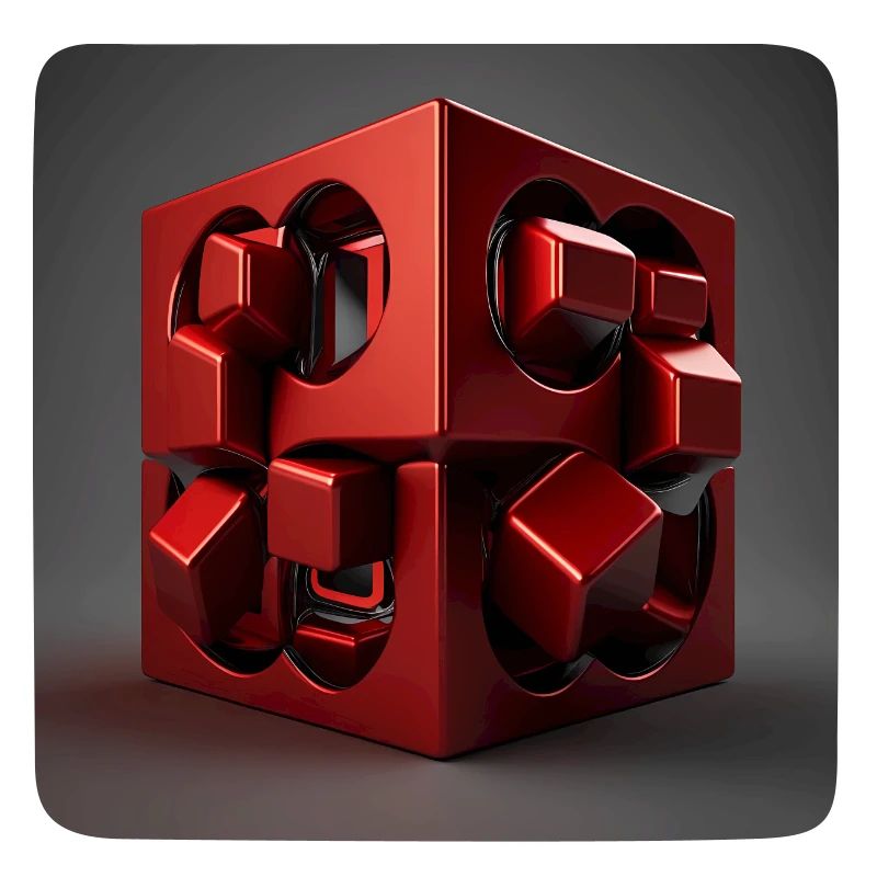 3D Cube in red