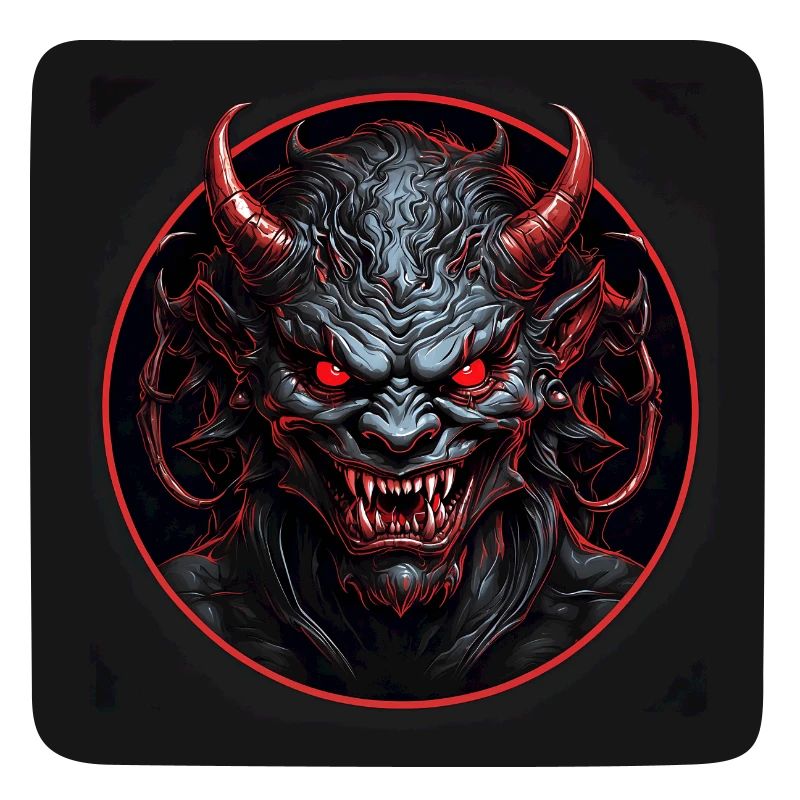 Devil with red glowing eyes