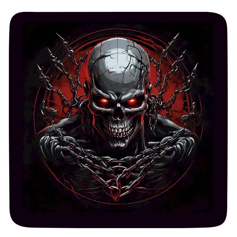 Skull with red eyes with chains