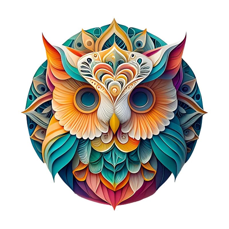 Bunte Eule im Mandala Design