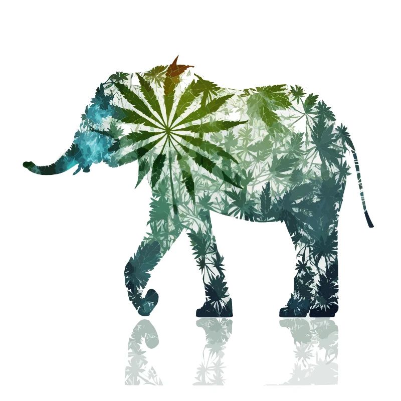 Artistic Intrigue: Cool Weed Elephant Abstract Pos