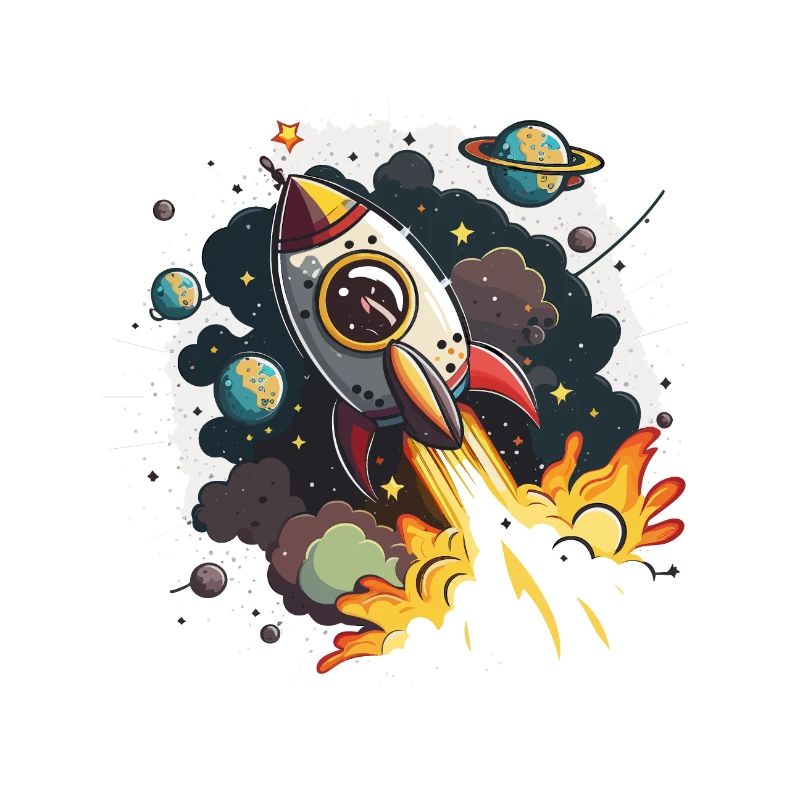 Cosmic Journey: Ein digitales Kunstwerk eines Raketenschiffs