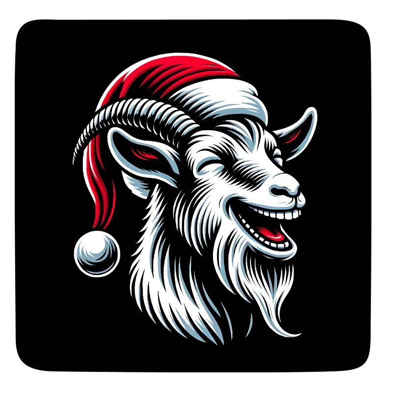Chèvre de Noël drôle avec bonnet de Noel