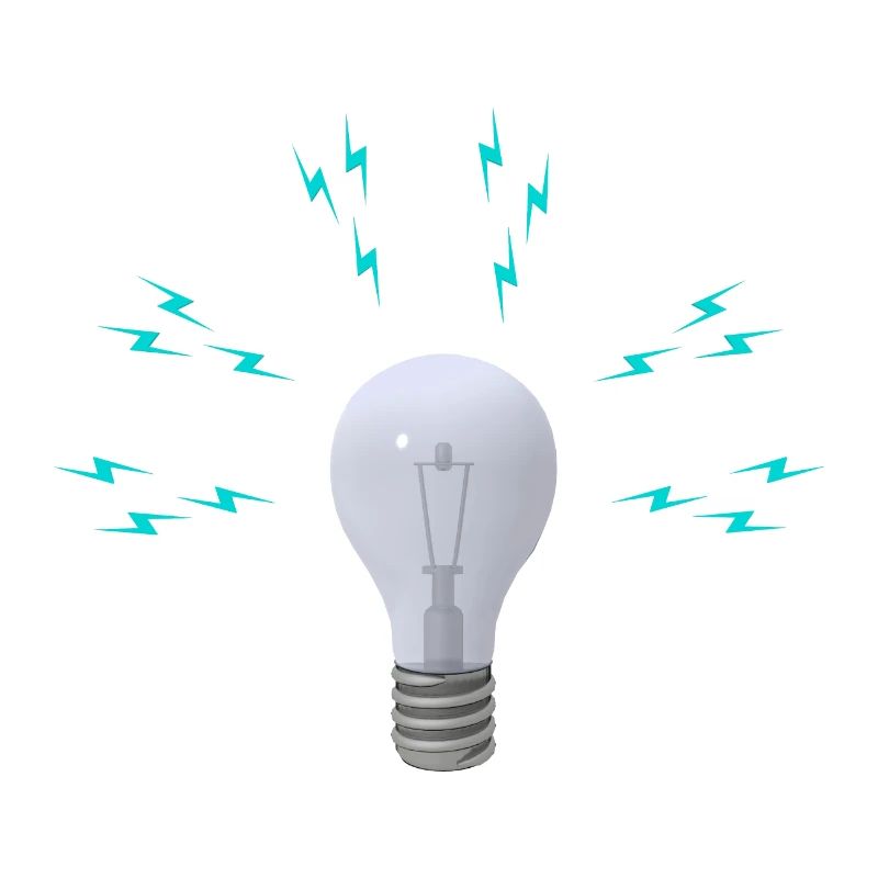 Lightbulb with lightning symbols