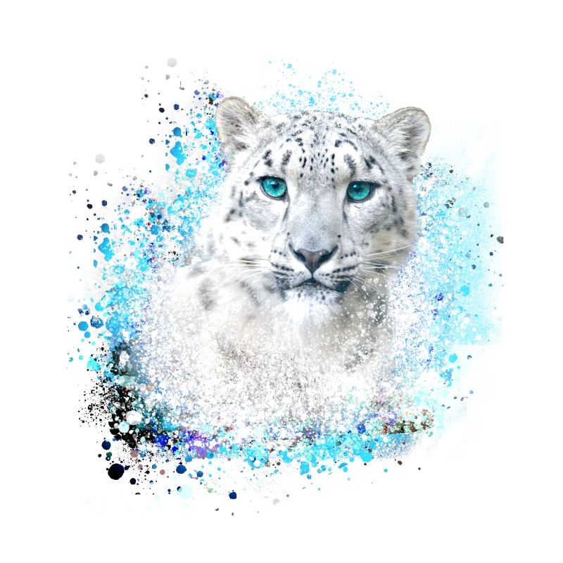 léopard des neiges, chat, léopard, graffiti, blanc, chat sauvage