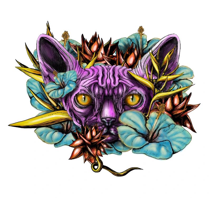 Sphinx Cat et les fleurs