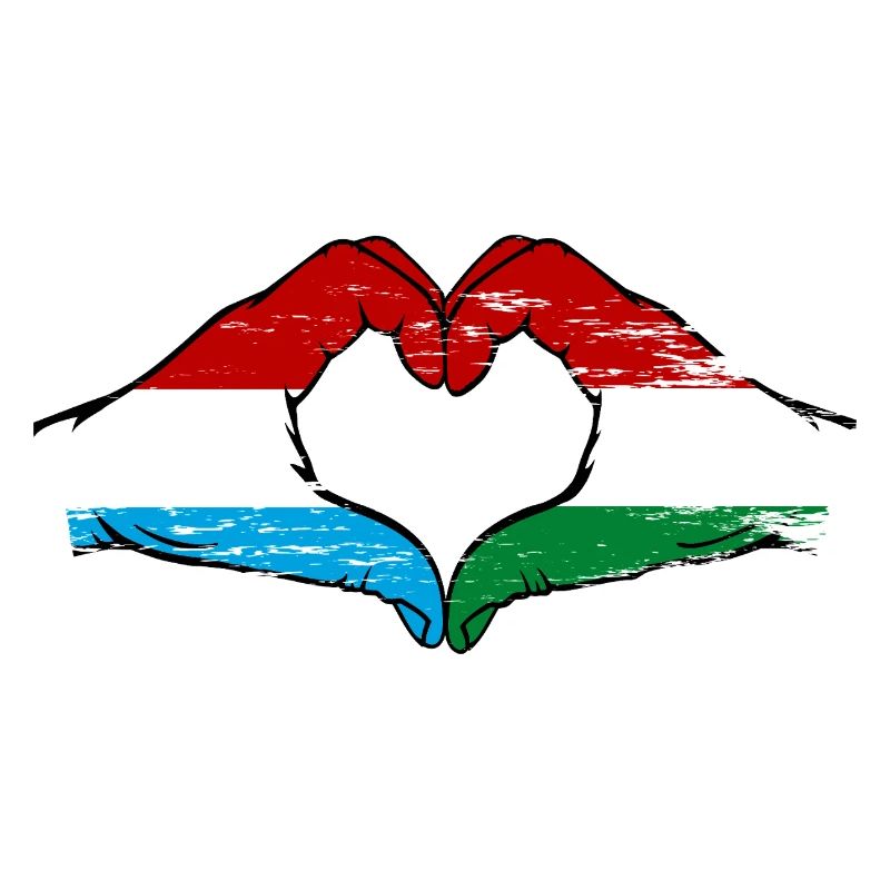 Luxembourg Hongrie drapeau mains forme de coeur utilisé