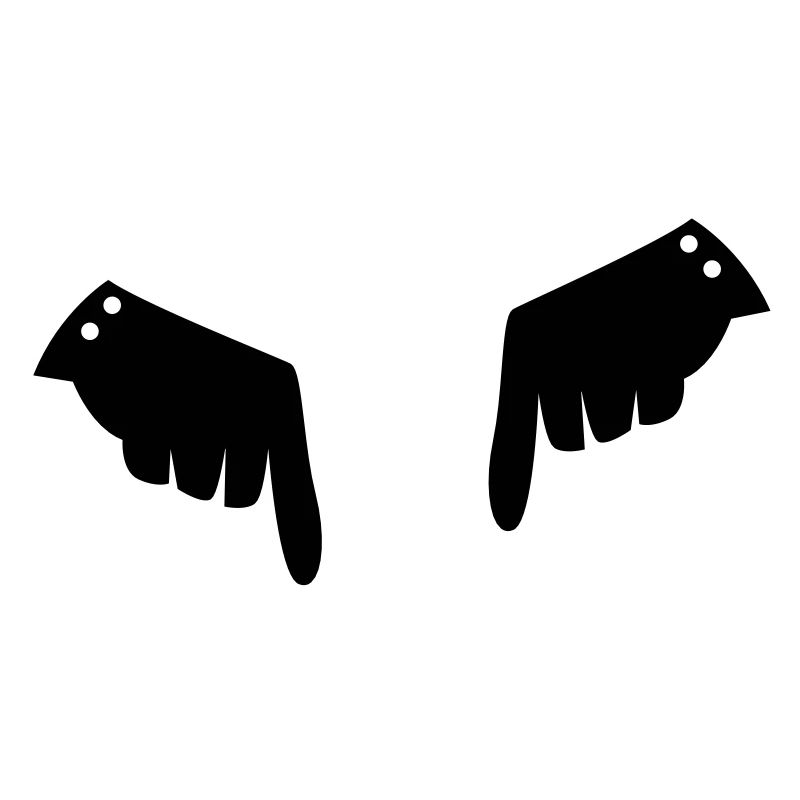 two fancy gloved hands pointing down