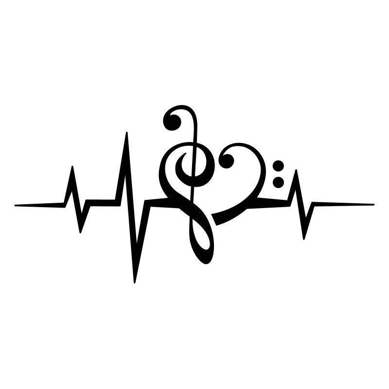 Music notes pulse heartbeat i love music, heart