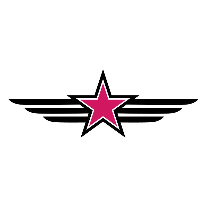 sharp red star black outline with 'wings'