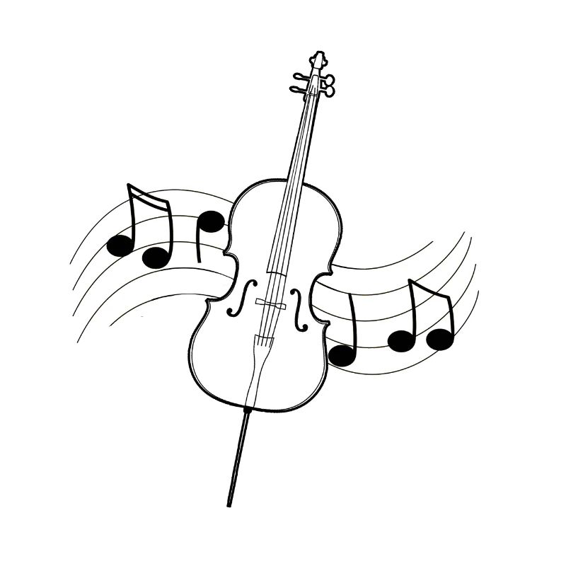 Violoncelle musique dessin partition notes noirs