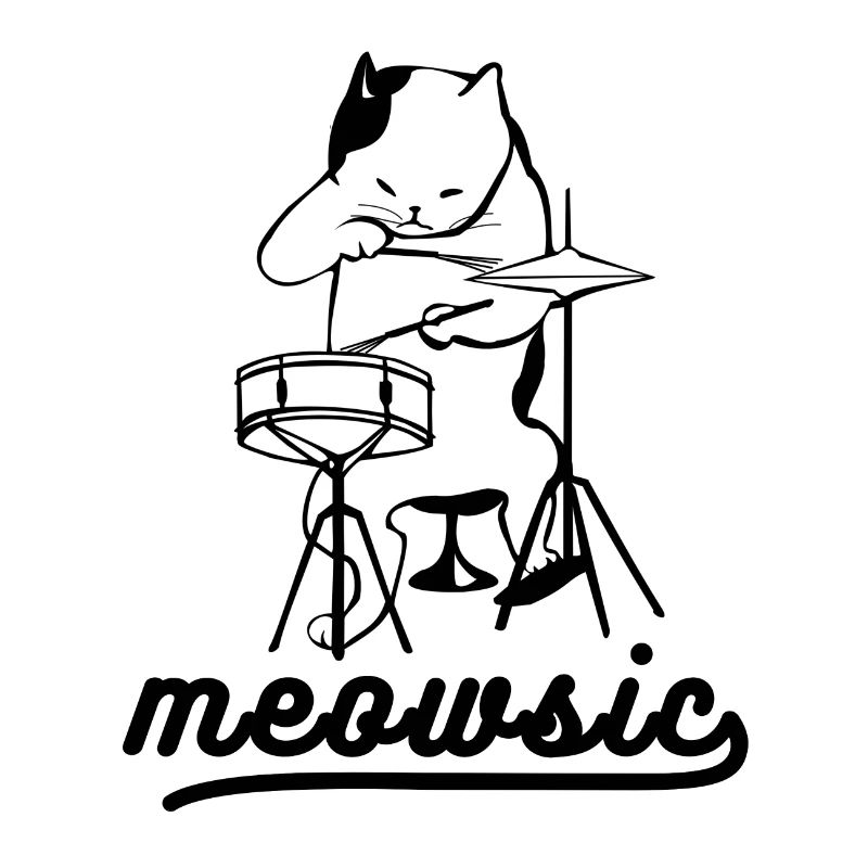 Meowsic drummer cat music saying gift idea