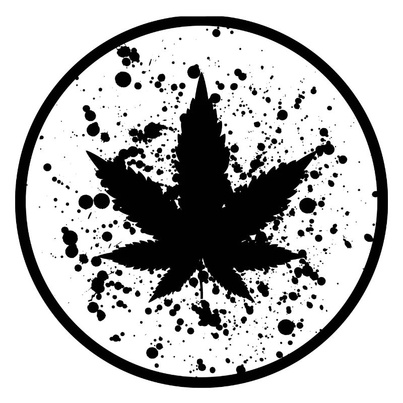 Cannabisblatt Farbklecks im Kreis