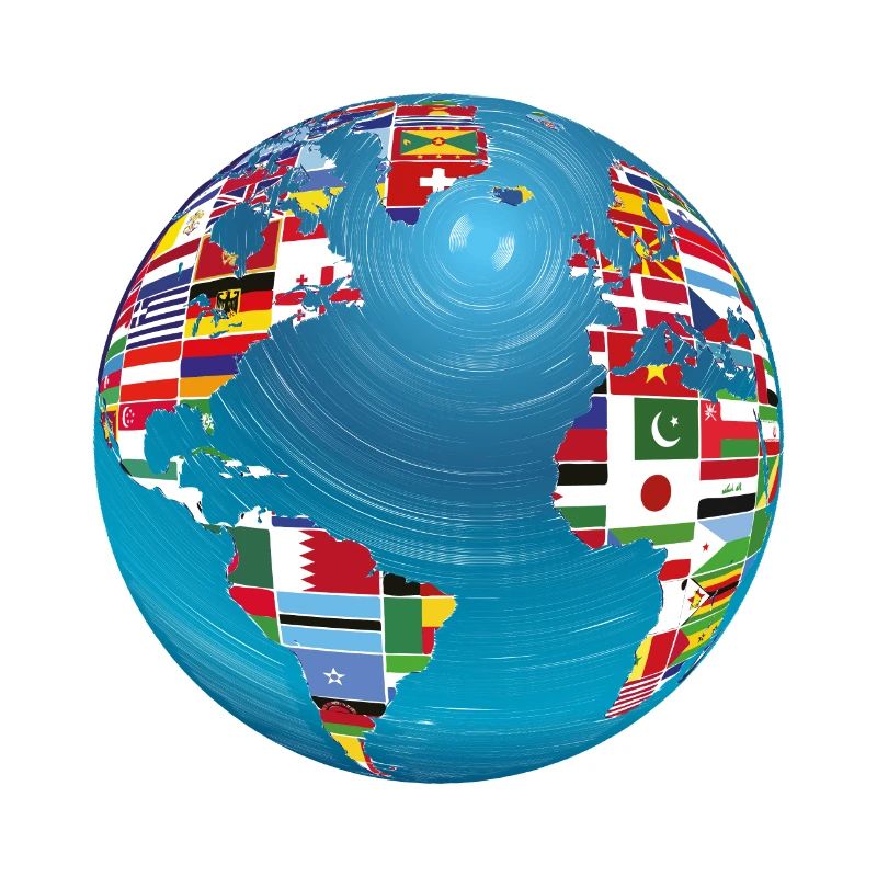 Carte du monde globe terrestre globe pays drapeaux continents