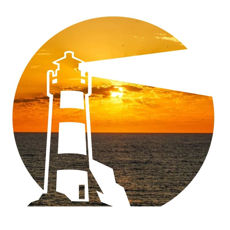 Lighthouse on the sea double exposure