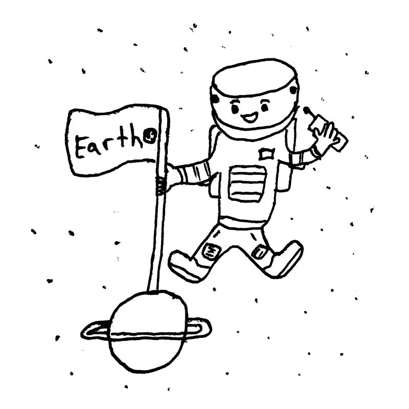 Comic Astronaut im Weltall