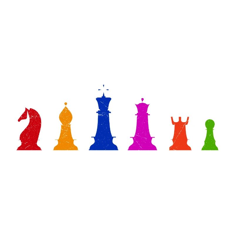 Pièces d'échecs Idée cadeau de joueurs d'échecs colorés