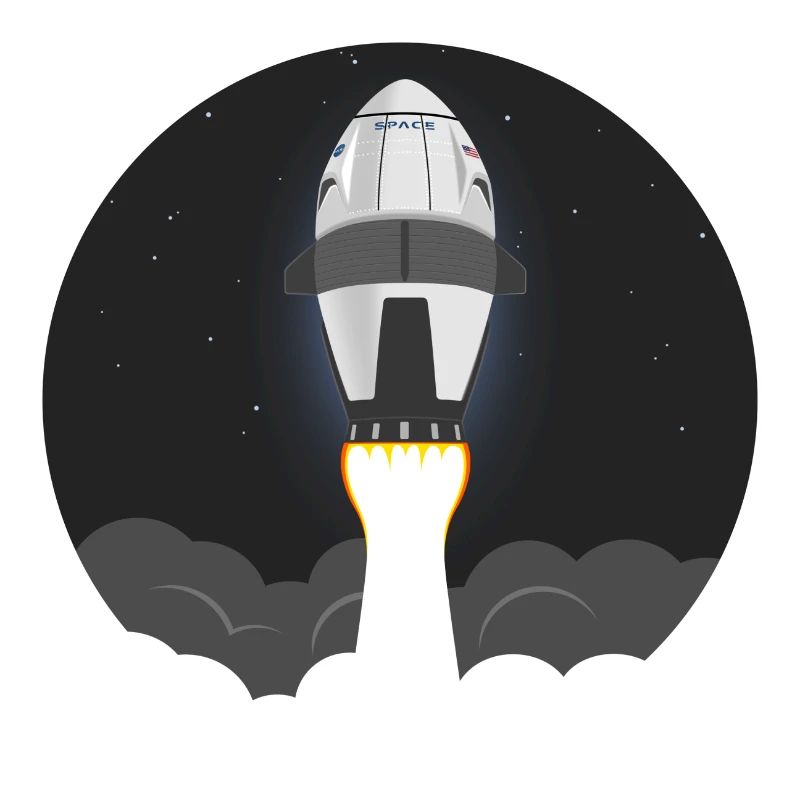 Space shuttle rocket flies into space