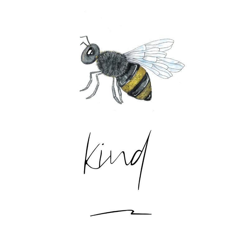 Hand-Drawn Bees Print "Bee Kind"